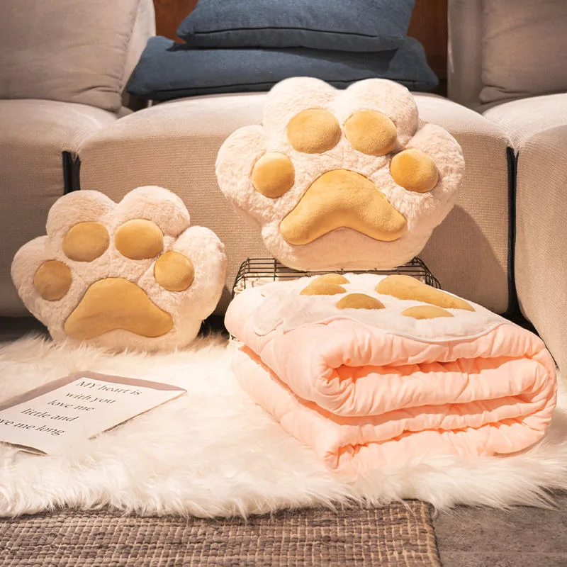 Cat Paw Pillow Blanket Cotton Throw Pillows Decorative Sofa Backrest Cushion for Office Travel Blanket Cushion Almohadas