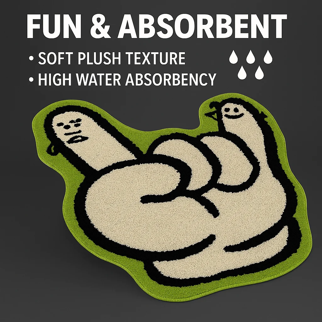 

Funny Gesture Shaped Rug Creative Anti Slip Bathroom Carpet Plush Absorbent Area Mat For Bedroom Living Room Decor