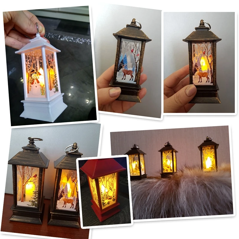 Christmas Lantern Light LED Night Lights Christmas Tree Decor Xmas Atmosphere Ornaments Table Lamp Battery Powered Navidad Gift