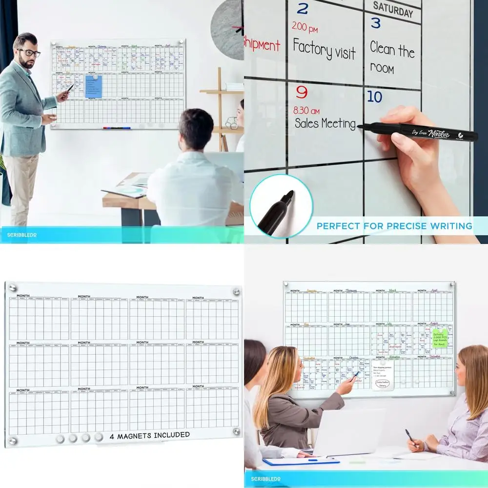 

Большой настенный календарь-планировщик с магнитным сухим стиранием 24x36 дюймов - ежемесячная доска для домашнего офиса