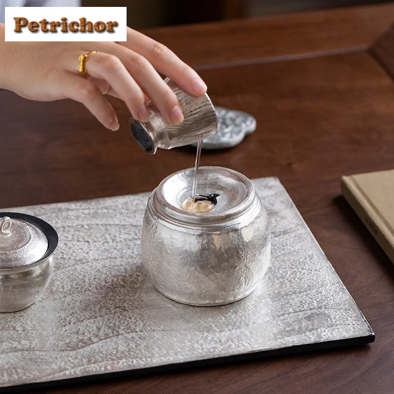 330ml Gilt Silver Jianshui Vintage Tea Washing Basin Writing-brush Washer Tea Residue Bucket Household Chaxi Accessories Craft
