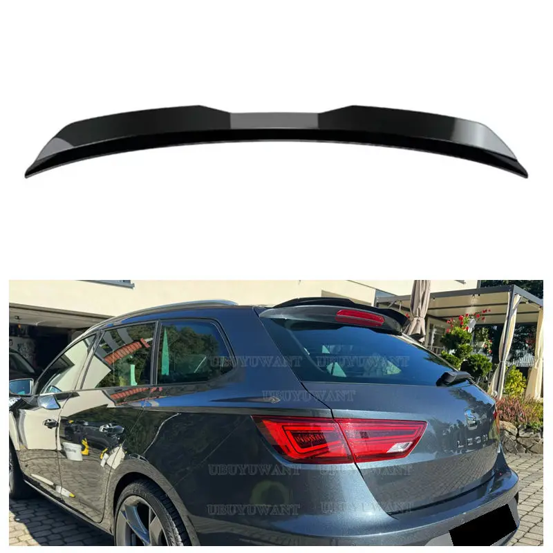 For Seat Leon Cupra Mk3 2013 - 2021 Carbon Color Black Rear Top Spoiler Roof Wing Extension