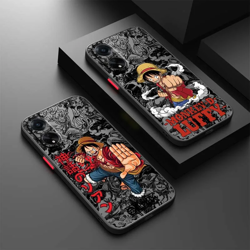 

Anime Design One Piece D. Luffy Phone Case For OPPO Find X3 X5 Lite Pro A98 A94 A93 A78 A79 A76 A58 A57 5G Frosted Translucent