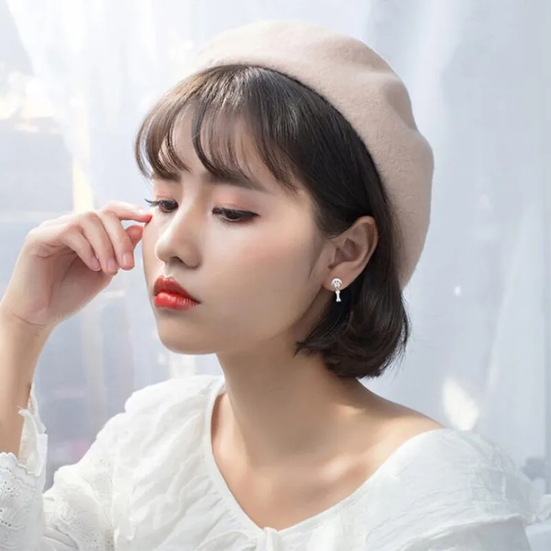 Creative Korean Style Fashion 925 Sterling Silver Jewelry Cute Dog And Bone Female Exquisite Gift Stud Earrings  E112