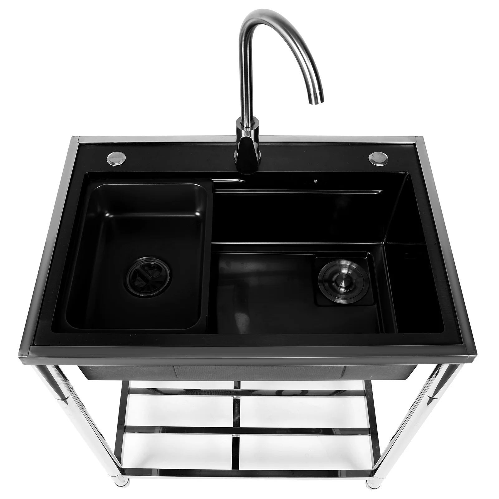 

Handmade Stainless Steel Single Sink with Adjustable Stand Faucet Drain Kit Multi Use for Garage Laundry Room Kitchen Bathroom
