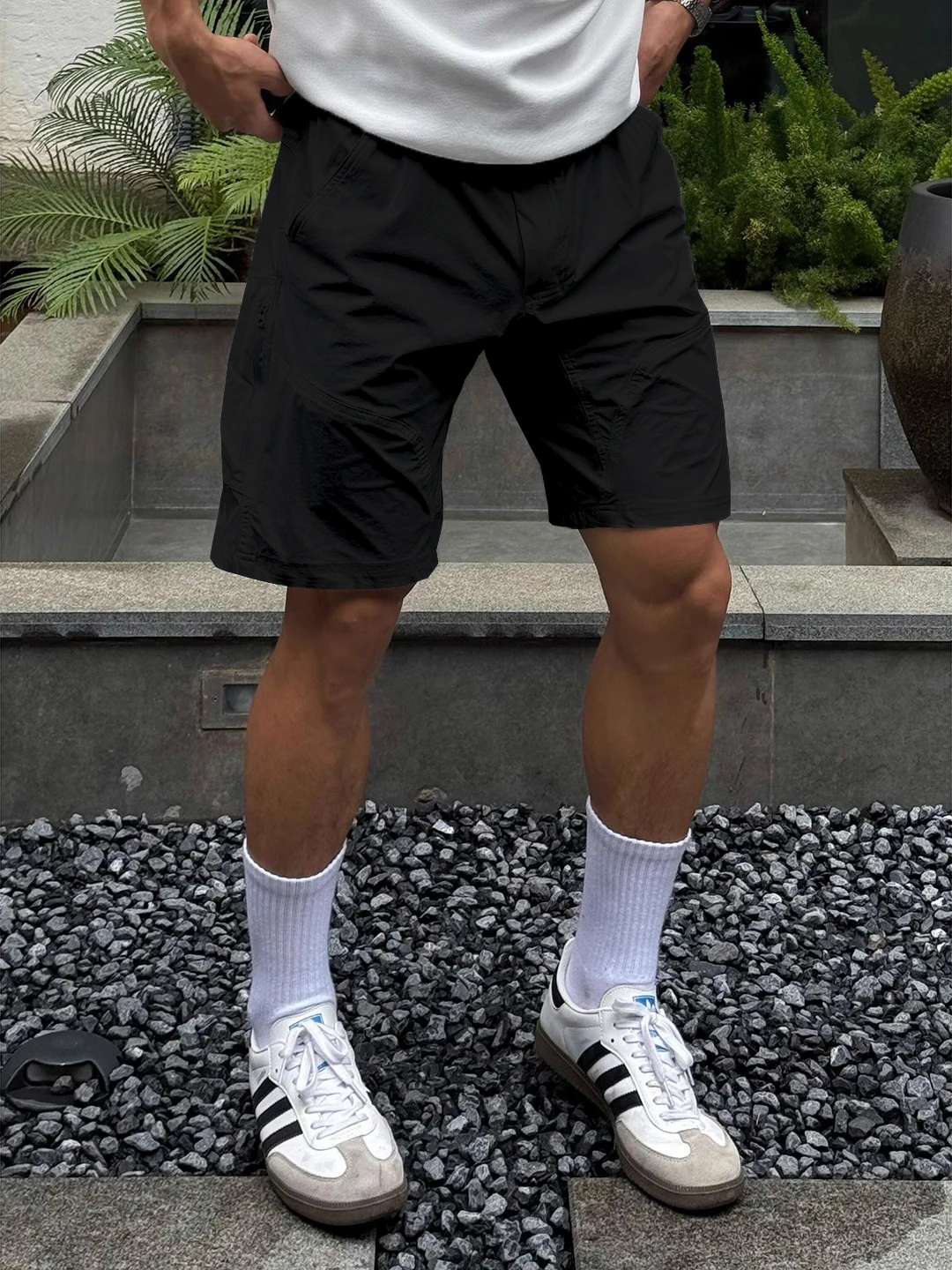 

Bla Qui-Dry Workwear orts Men's Summer Ice Silk Cool Feeling Beach Pants American Hard Man Sle Sports Five-Quarter Pants