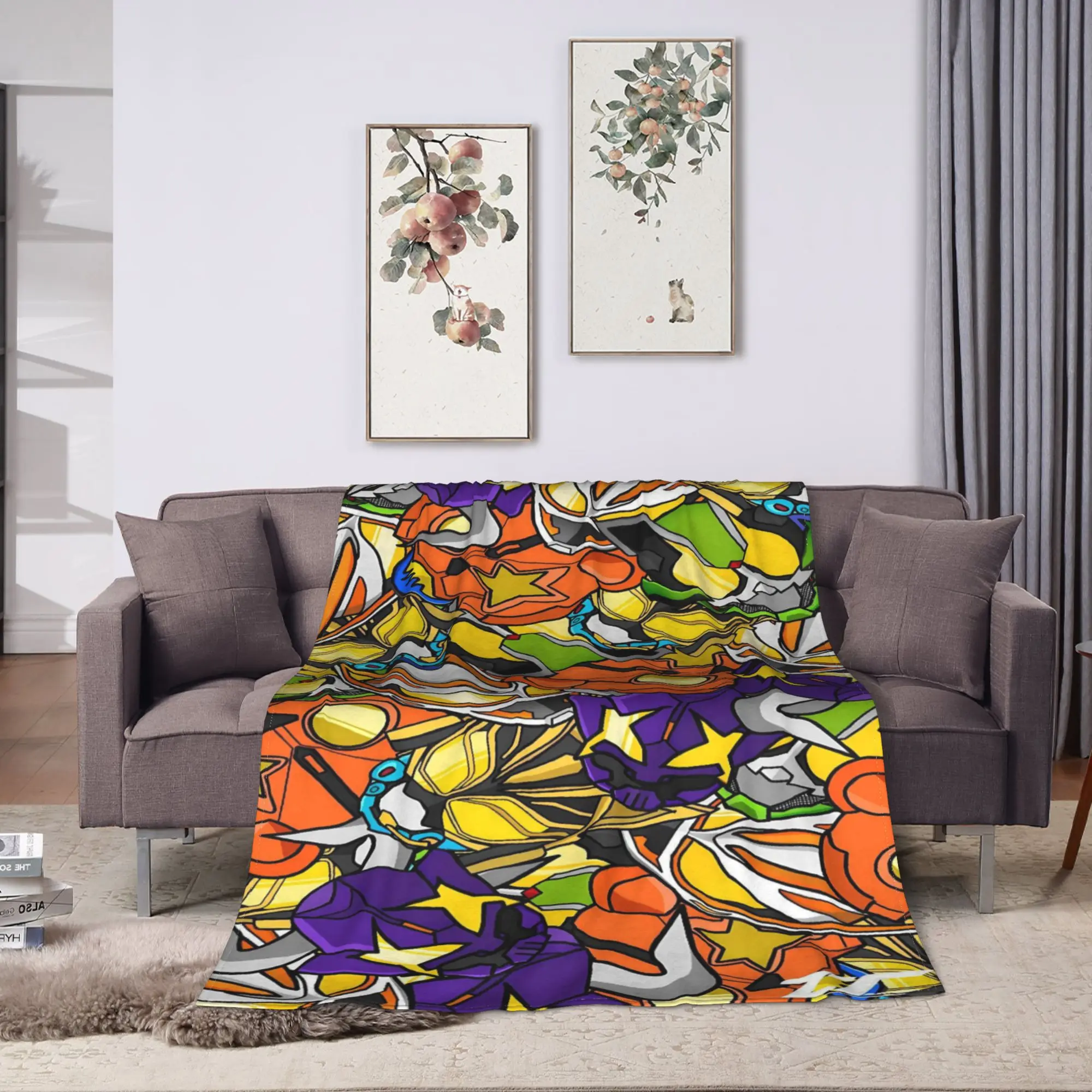 Vibrant Splatter Kamen Rider Blanket Quality Warm  Throw Blanket Winter Travel Office Couch Bed Funny Bedspread
