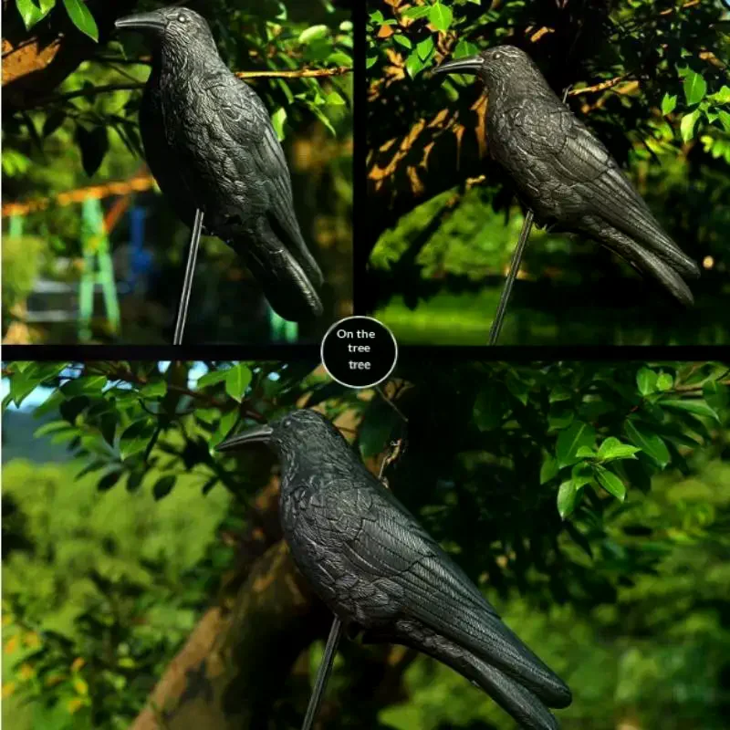 Realistic Black Raven Crow Bird Repellent Pigeon Scarer Scary Fake For Garden Outdoor Farm Pest Control