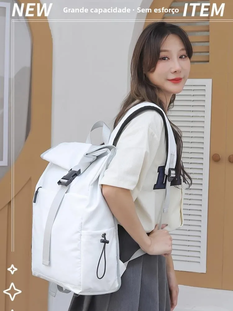 new-computer-bag-pure-color-commuter-backpack-large-capacity-unisex-short-trip-business-travel-bag-student-double-shoulder-bag