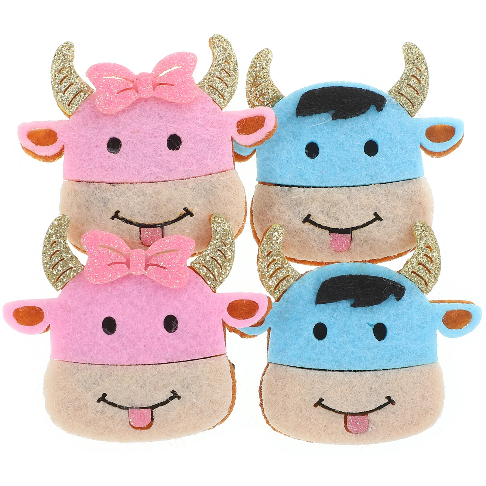 

4pcs New Year Cow Hairpins Decorative Hair Clips Festival Headdress Cartoon Bang Party Accessories Hair Clips