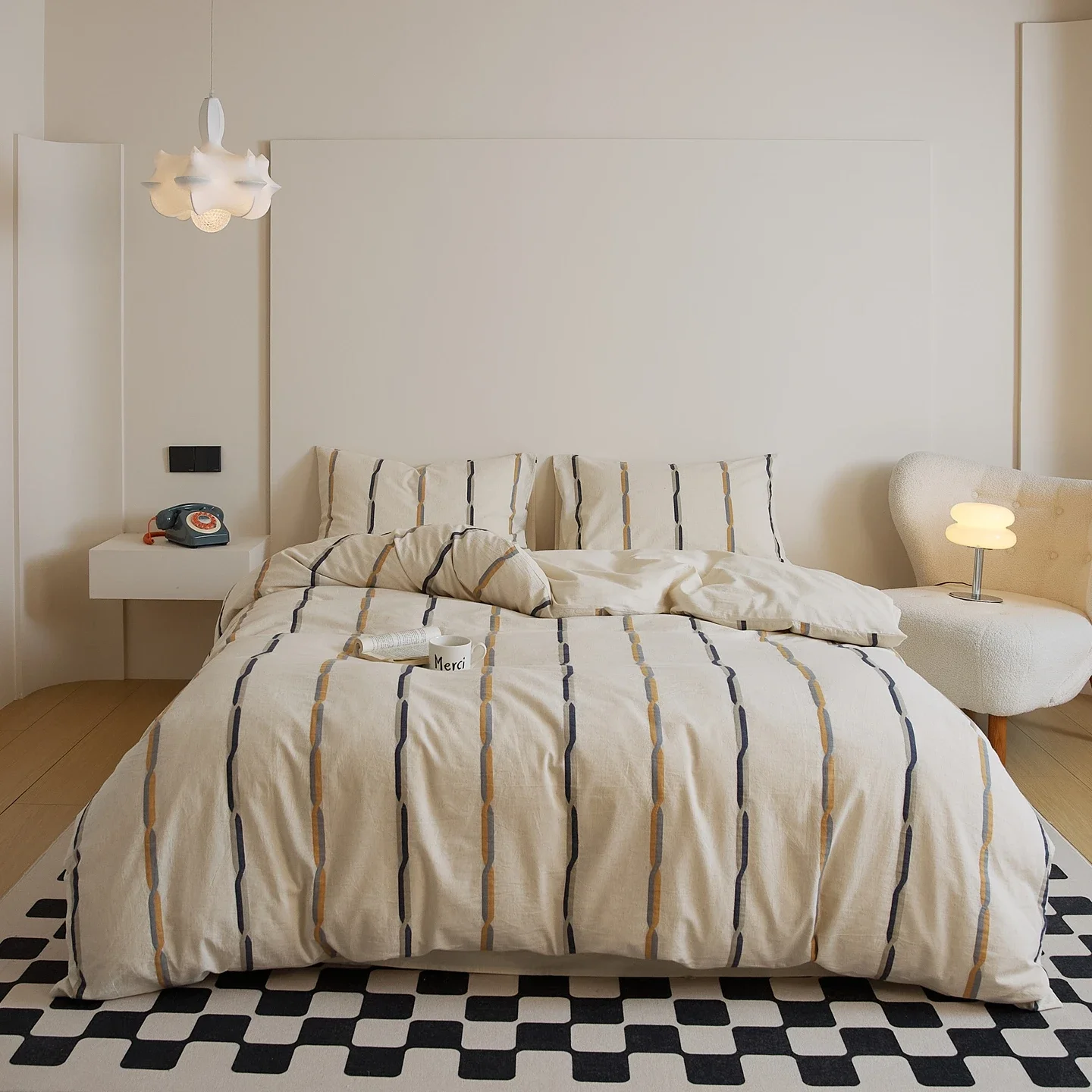 Svetanya Cotton and Linen Bedding Sets Stripe Yarndyed Duvet Cover Set Sheet Pillowcase Underwear Bed Linens
