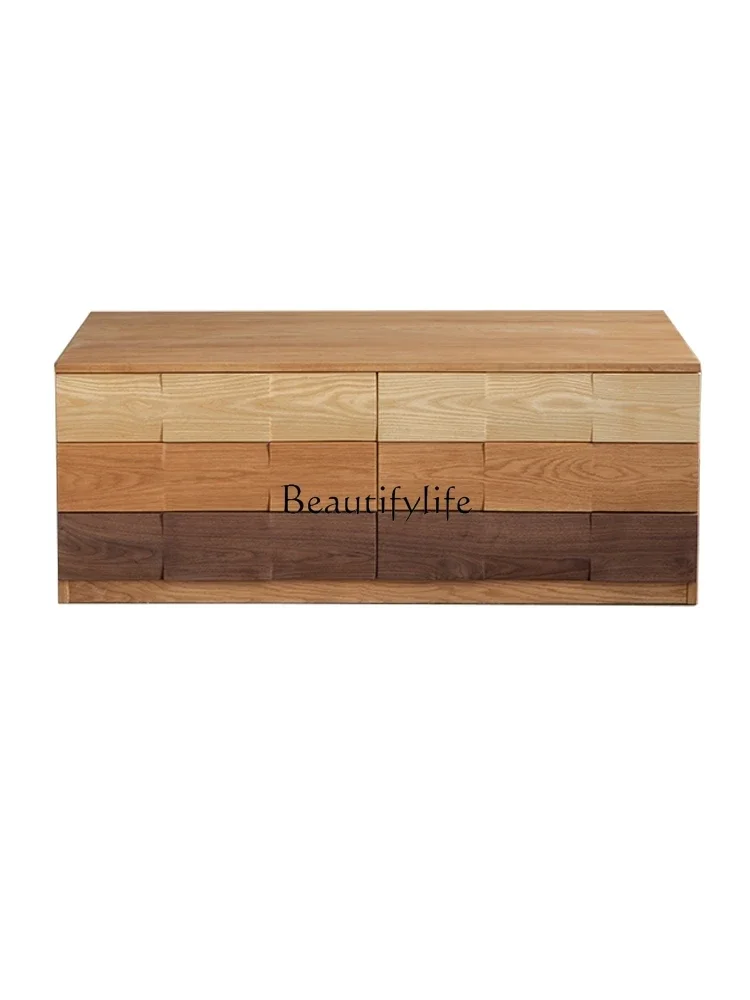 N Storage Solid Wood Cream Style Small Apartment Log Nordic Tea Table