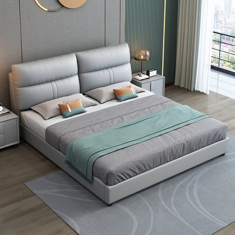 #Minimalist Soft Upholstered Double Bed for Master Bedrooms Ideal  Wedding Bed Features Pneumatic Lift Storage High Box Design