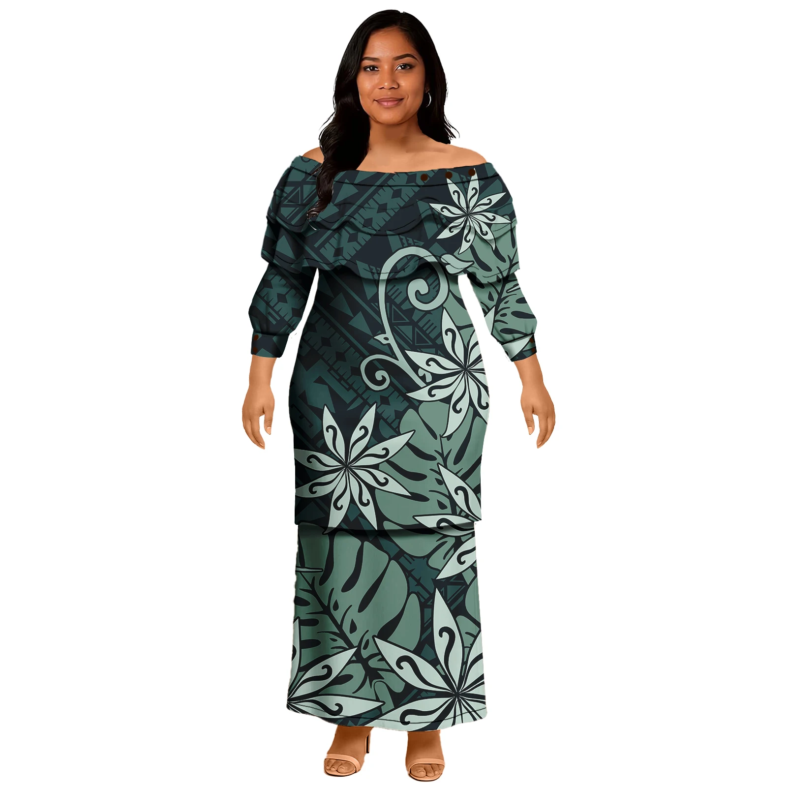 Set da donna taglie forti Abito Asia e Isole Pacifico Abbigliamento Samoa Puletasi Polinesiano Tribale da donna