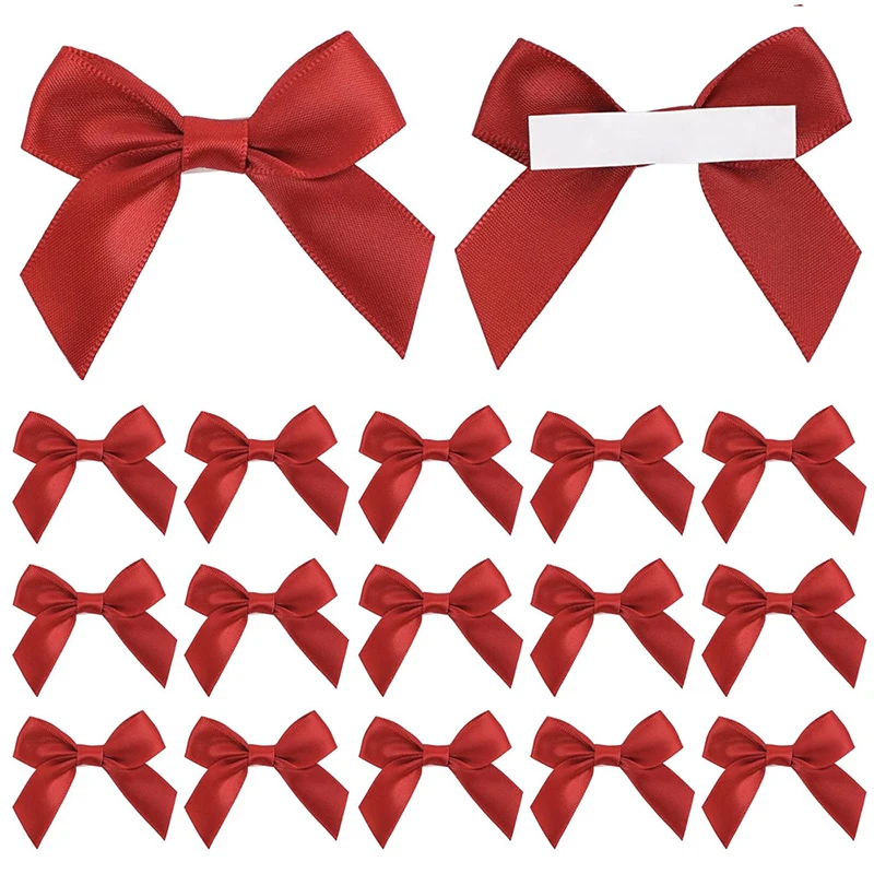 10/30/50Pcs Handmade Bow With Adhesive Back for Christmas Gift Box Flower Decoration Handmade DIY Clothing Accessories