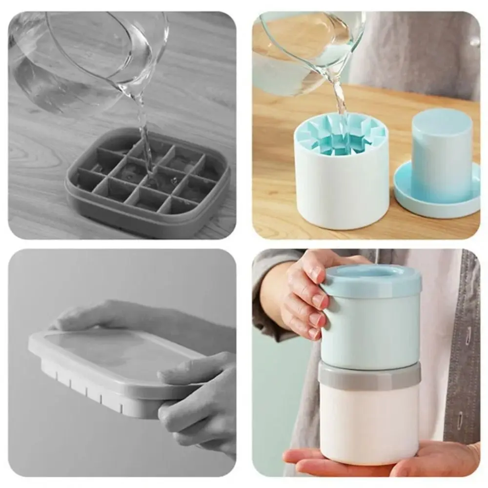 Creative Silicone Ice Cube Mold Reusable Quick Freeze Ice Bucket Cylinder Ice Cup Summer DIY Refrigerator Freeze Ice Maker