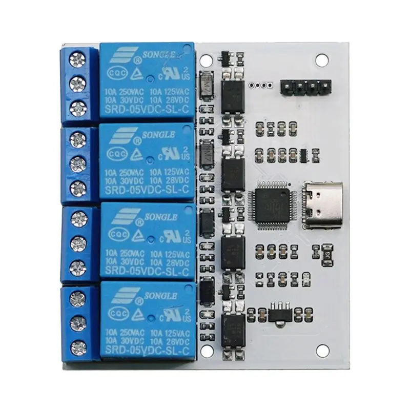 Classic-2X Relay Module 4 Channel USB To CH340 Serial Control Relay Module TYPE-C Interface Module DSTUR-T40