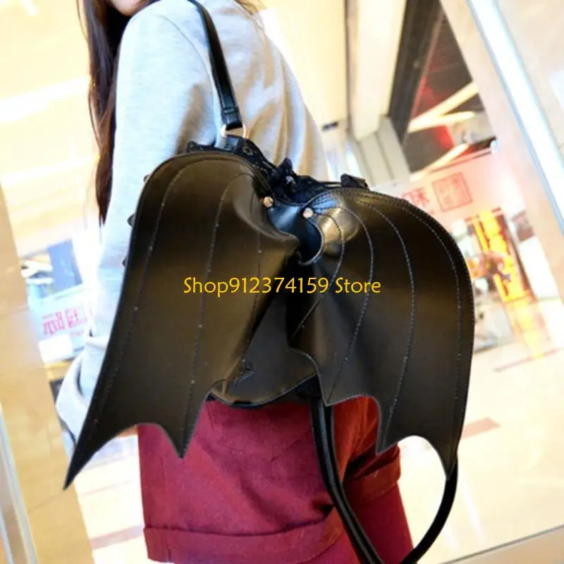 G5AE Fashionable and Gothic Bat Wing Lace Backpack Travel Rucksack for Women Girls