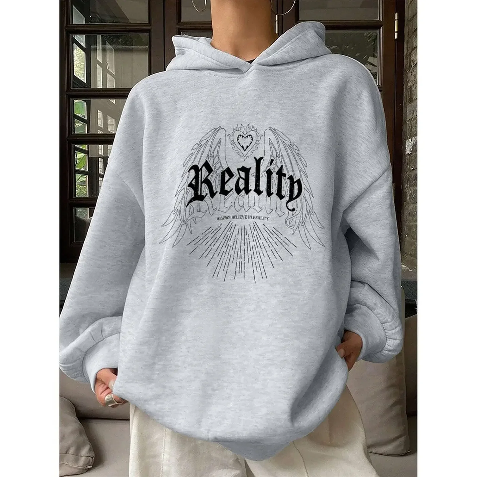 

Women Sweatshirt Pullover Hoodies Winter Casual Printed Comfortable Fabric Y2K Harajuku Retro Letter Oversized Sweatshirt