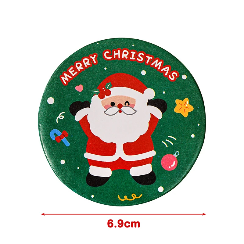 Cartoon Christmas Mirror Student Dormitory Portable Mini Makeup Mirror Small Gift Children\'s Handheld Small Round Mirror