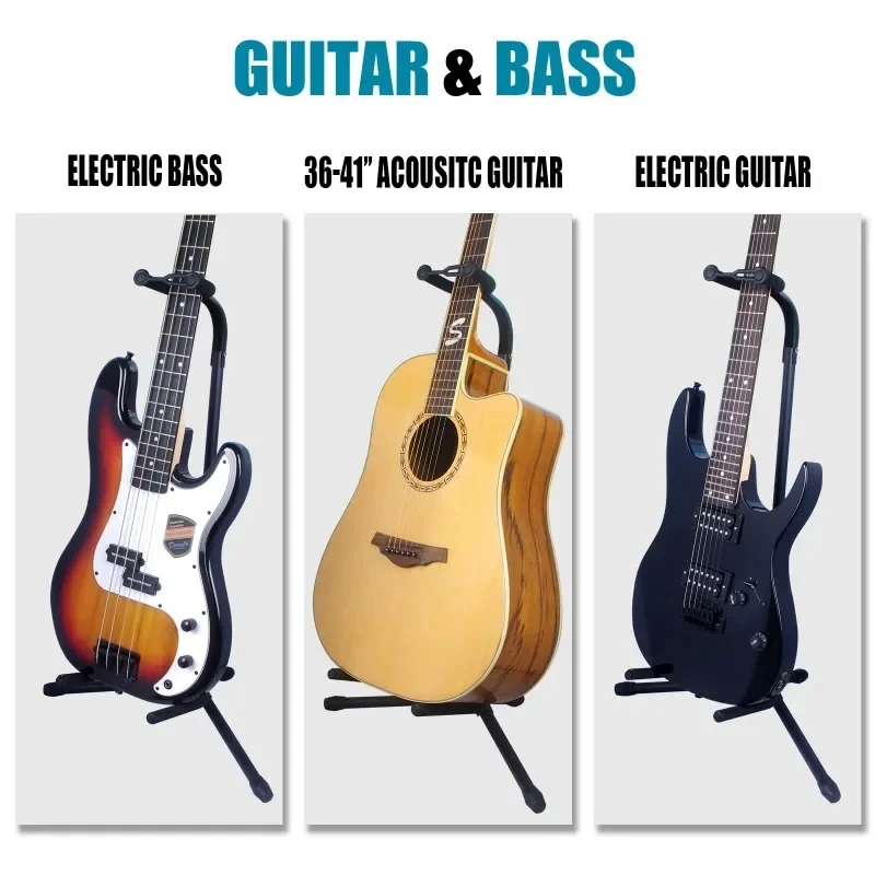 Vertical Guitar Stand Foldable and Adjustable Instrument Display Ukulele Pipa Bass Folk Classical Electric Wood Guitar Stand