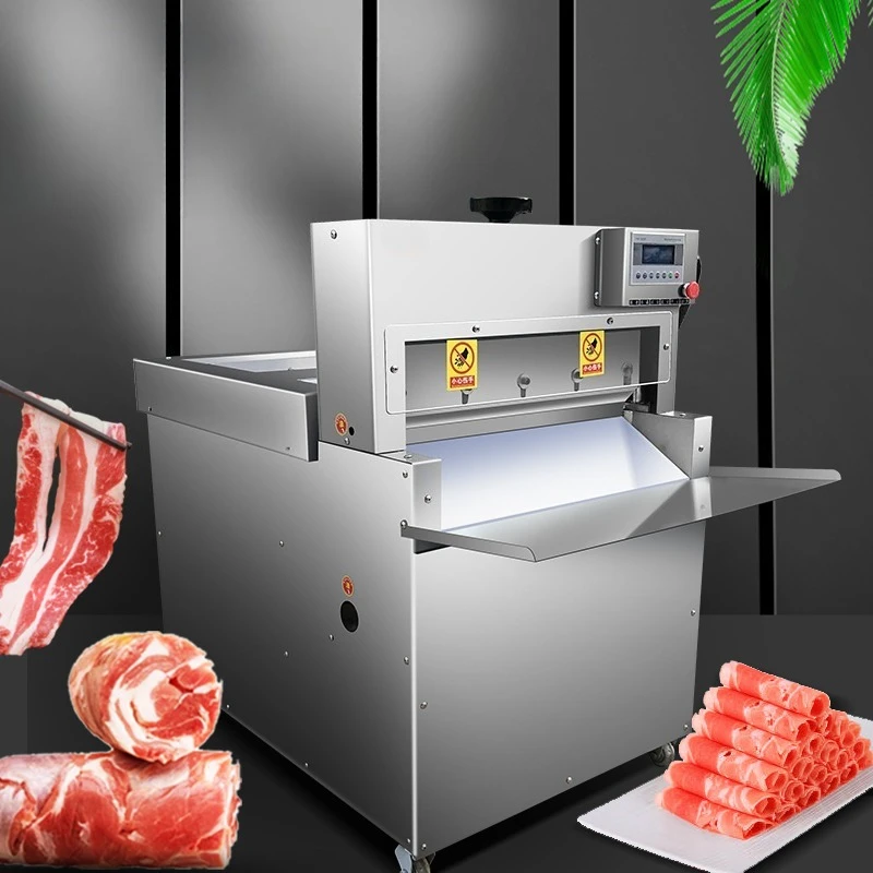 CNC Reinforced 4-Roll Meat Slicing Equipment, Automatic Mutton Roll Cutter for Beef and Pork Belly