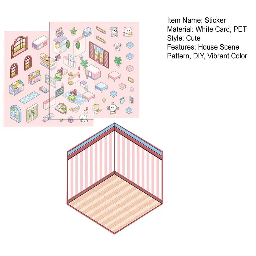 125*140mm DIY Project 3D House Stickers Adults Kids Cartoon Sticker Stress Relief Miniature Scene Decals Korean Style Stickers