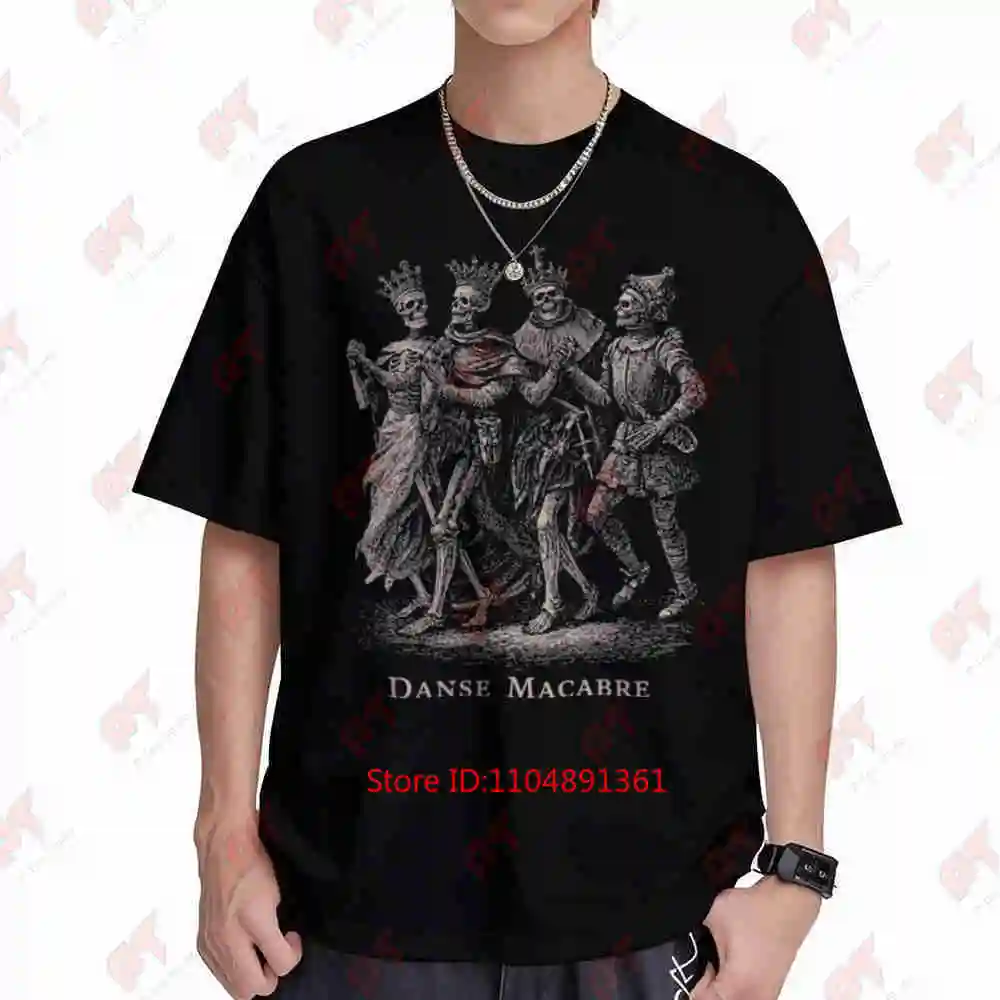 Danse Macabre Gothic Skeleton Medieval Death Memento Mori Dark Aesthetic Short Sleeve Tee 100% Cotton T-Shirt