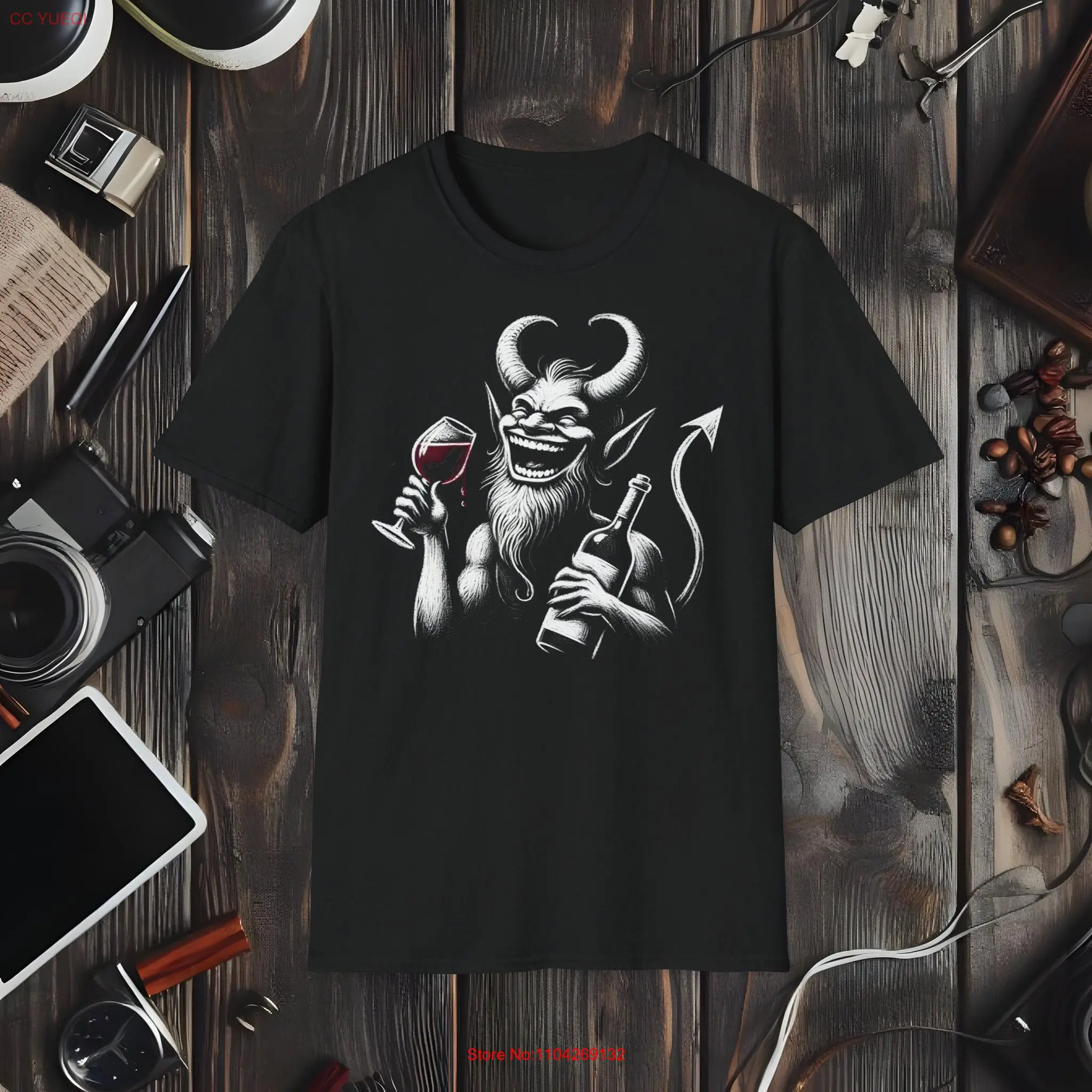 Devil Wine Lover T Shirt Indulge in Devilish Delight long or short sleeves