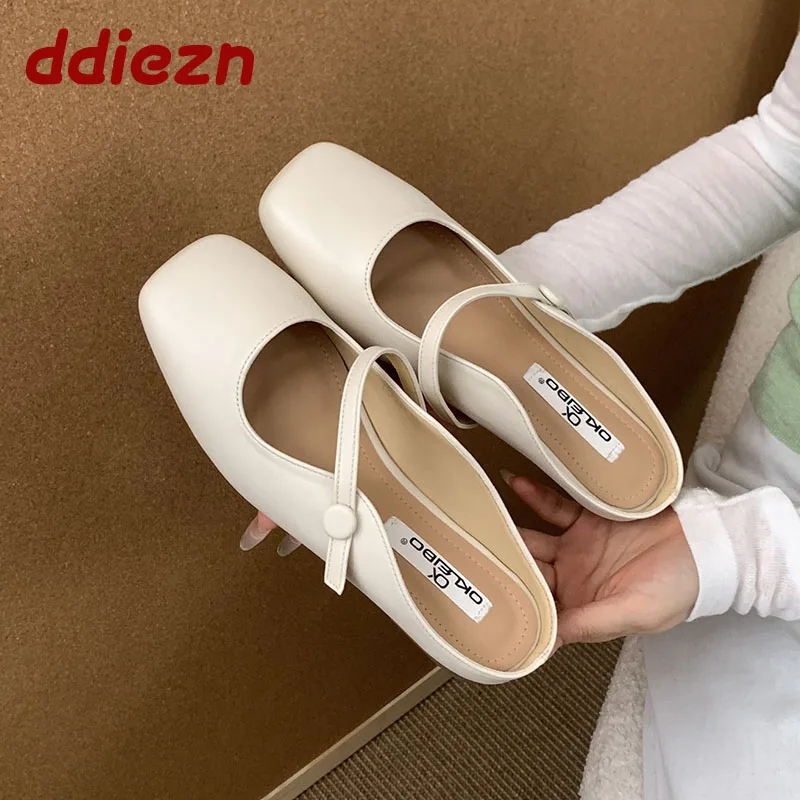 

Модные женские туфли Мэри Джейн на плоской подошве с пряжкой и ремешком, весенне-летние женские шлепанцы, неглубокая обувь, женские туфли без шнуровки на плоской подошве