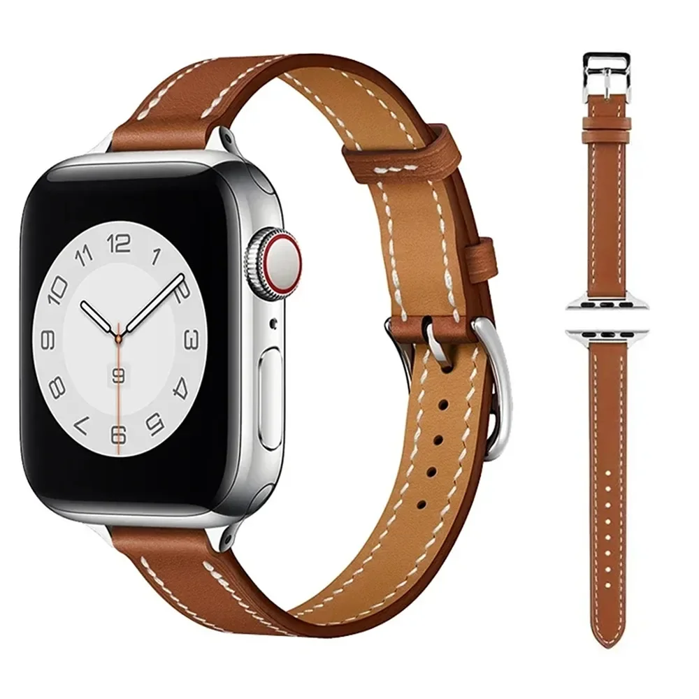 Leather Strap for Apple Watch Band Ultra 2 49mm 41mm 45mm 42mm 38mm 44mm 40mm 46mm Business Bracelet for iWatch10 9 8 7 SE 6 5 4