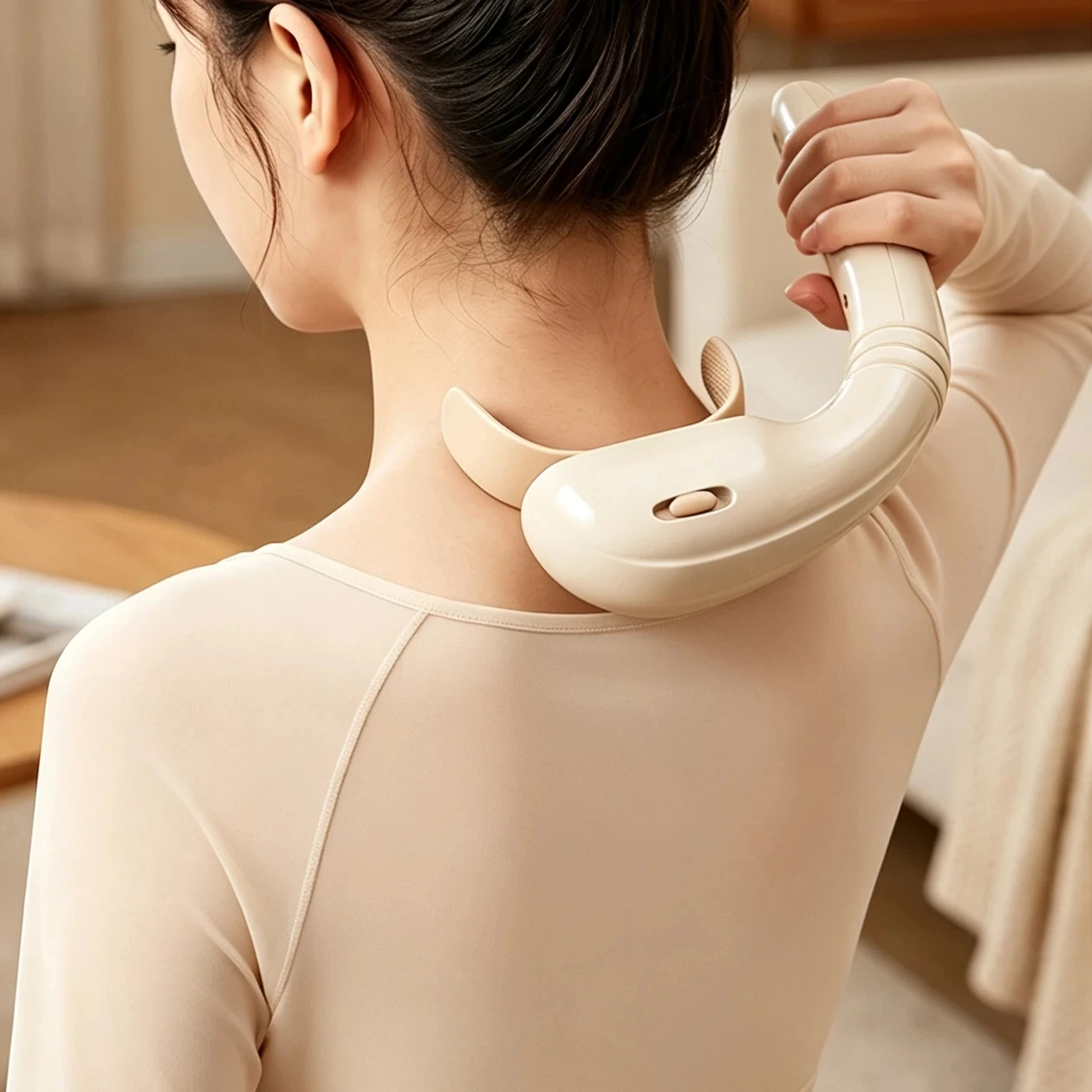 Long Handle Ergonomic Handheld Massager, Portable Simulated Kneading, Relieve Shoulder Neck Discomfort