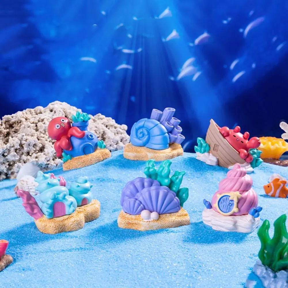 6pcs/set Cartoon Conch House Shelter Simulation Lifelike Octopus Shell Figurines Resin Fish Hiding Cave Aquarium