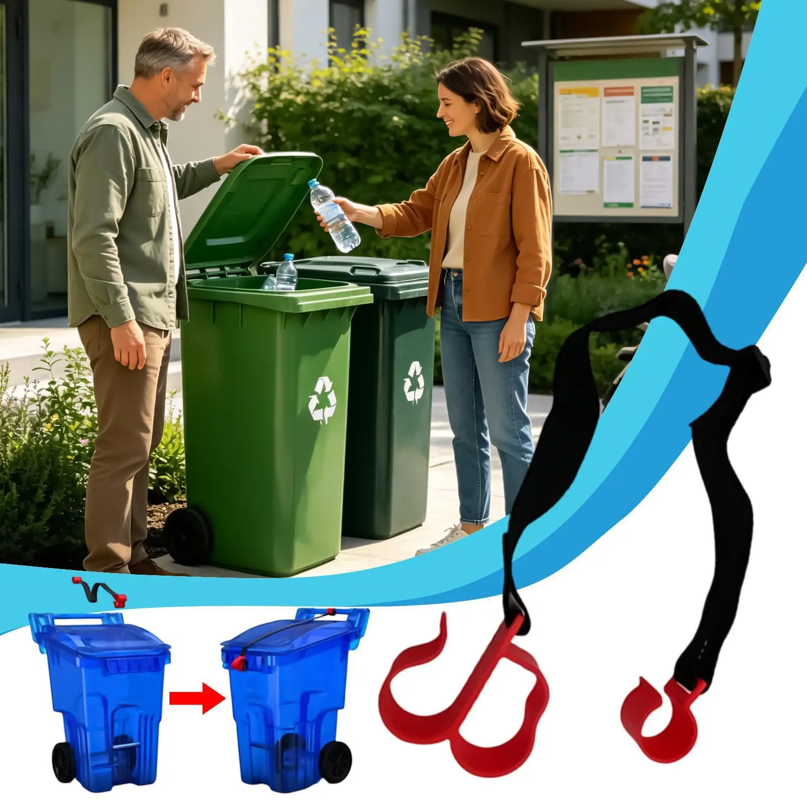 Trash Bin Can Lid Lock Bin Wheelie Lid Bands Wheelie Bin Bands Secure Dustbin Lock Rope For Parks