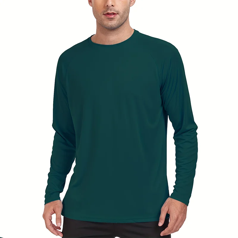 Men's Long Sleeve UV Sun Protection T-shirt UPF50+ Quick Dry Breathable Sun-Protective T-shirt Running Performance Tops UV-Proof