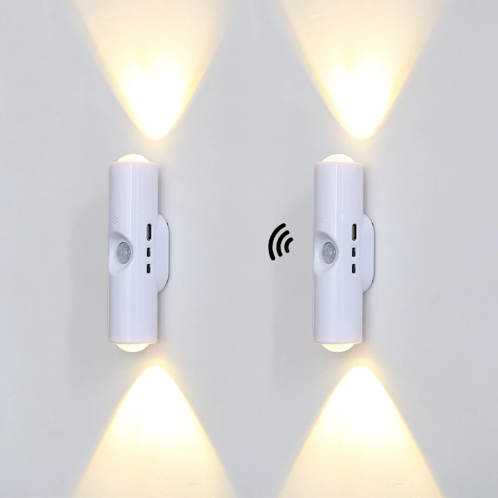 Lampu Malam LED Gradien RGB Sensor Gerak Magnetik Isi Ulang untuk Dekorasi Rumah Kamar Tidur Lemari Kamar Mandi Taman