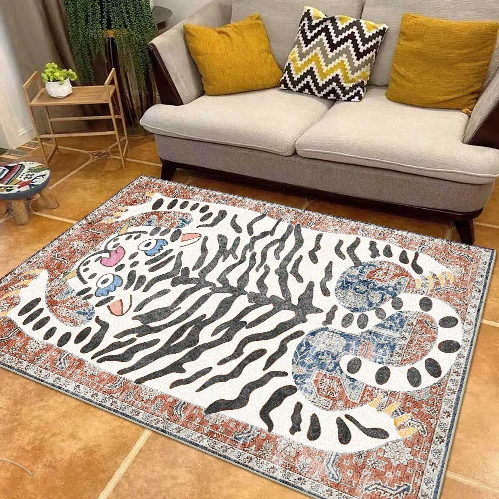 

Retro Tiger Area Rug for Kids Bedroom Living Room Soft Non-Slip Machine Washable