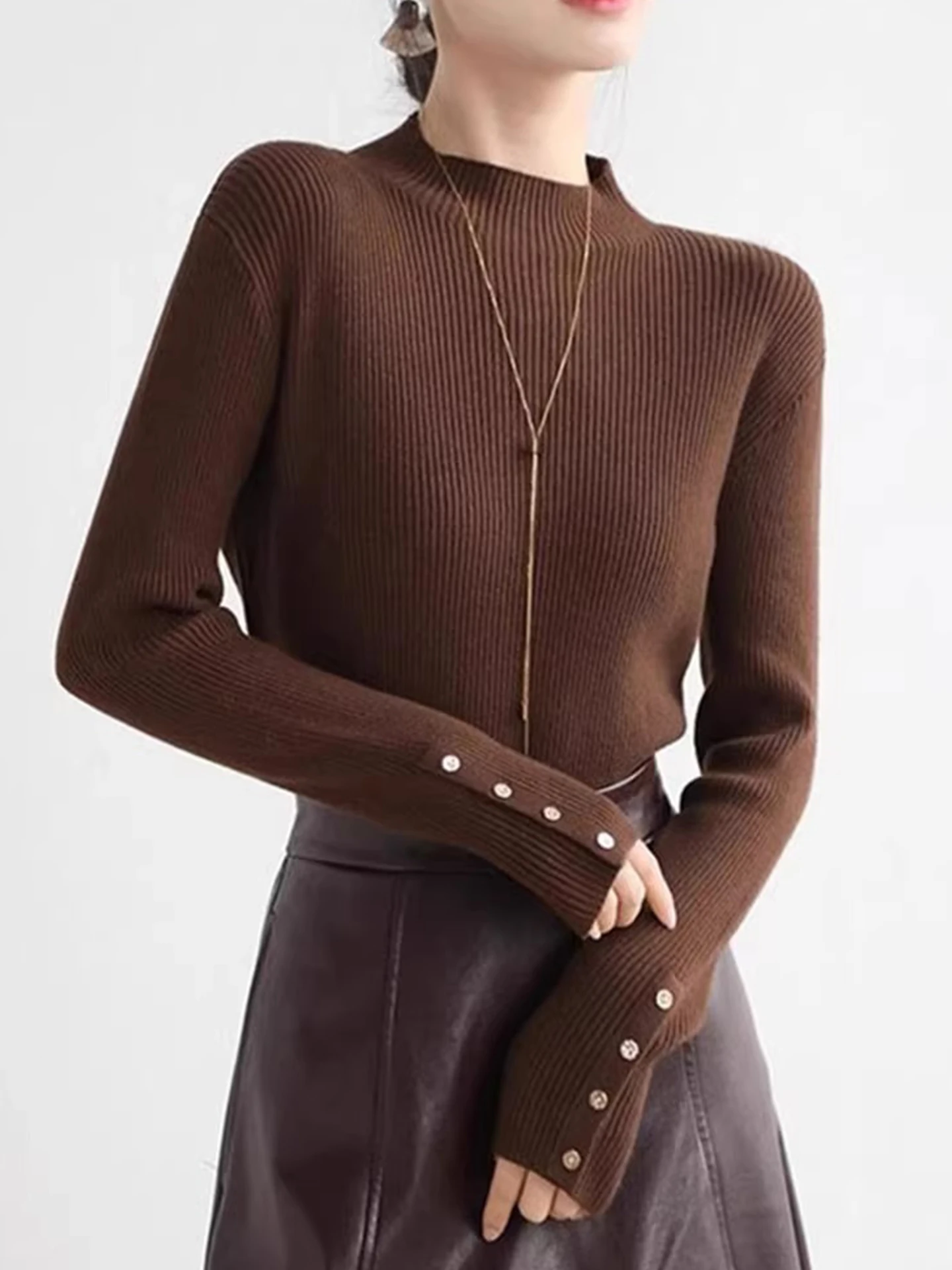 

Простой повседневный длинный свитер Sve Base irt, цветной вязаный топ, роскошный модный женский свитер-камера высокого класса