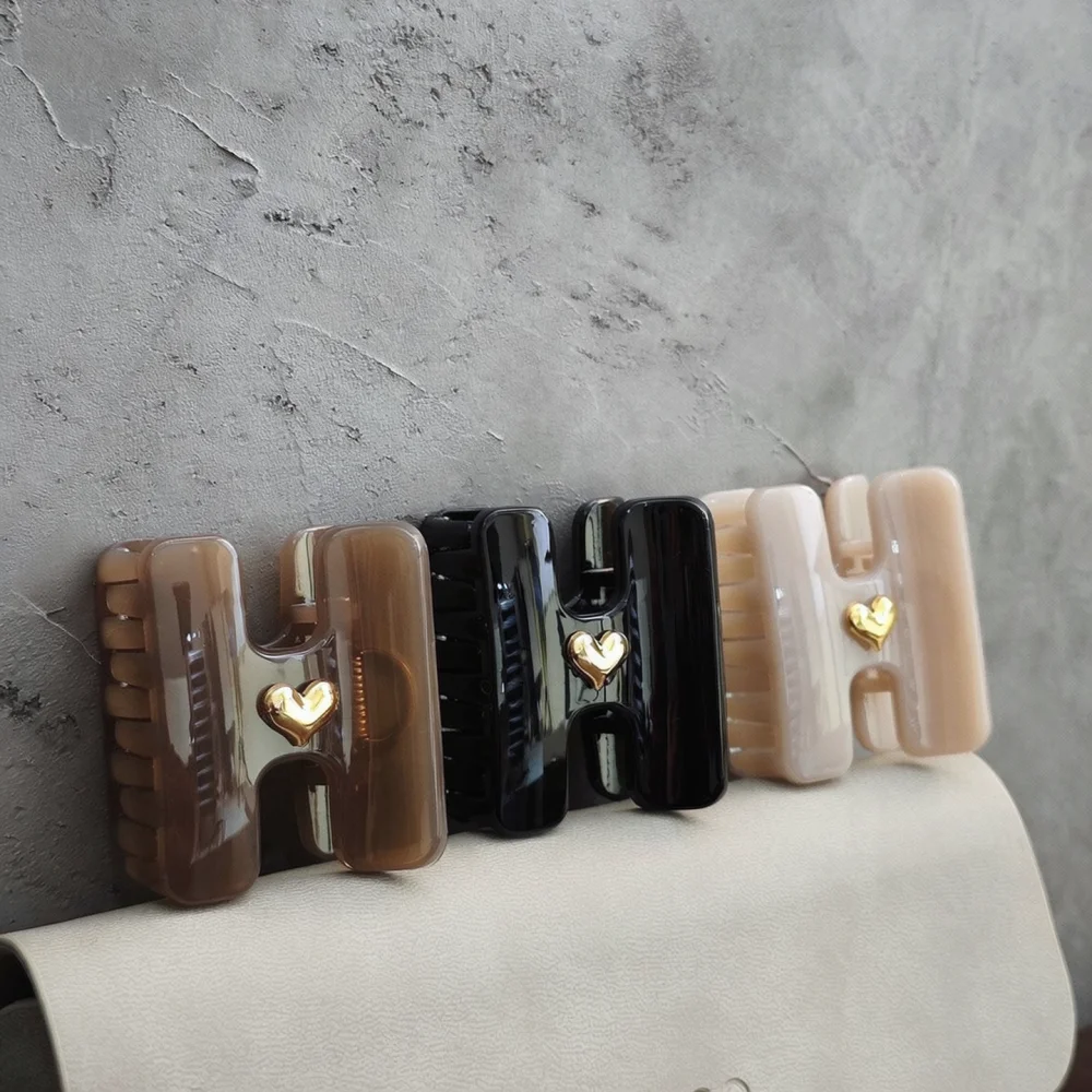 Small Metal Heart Hair Claw H Shape Barrettes Portable Bangs Clip Practical Styling Accessories For Women Daily Beauty