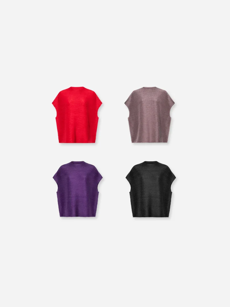

plus Size Women's Comfortable Elastic Pleated round Neck Top Slimming Summer Shirt Multiple Colors Available Commute Style Lo...