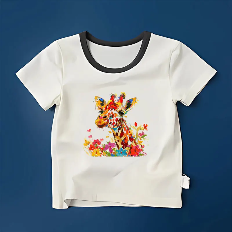 Cartoon oil painting style animal Clothes Iron On Heat Transfers DIY Accessories Children's clothing Washable Applique Patches
