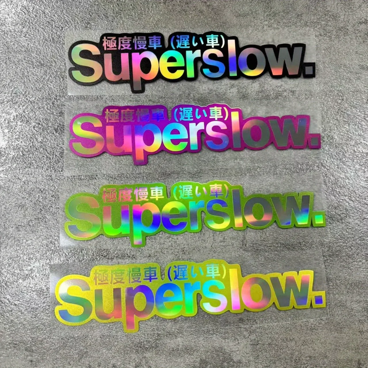 Calcomanía holográfica para motocicleta y coche, pegatina atractiva de japonés-inglés para estilo Exterior de motocicleta, "texto superbrillante", 1 ud.