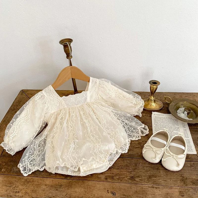 2026 Spring Baby Clothing Infant Girls Long-sleeved Princess Dress Mesh False 2pcs Dresses For Babe Girls