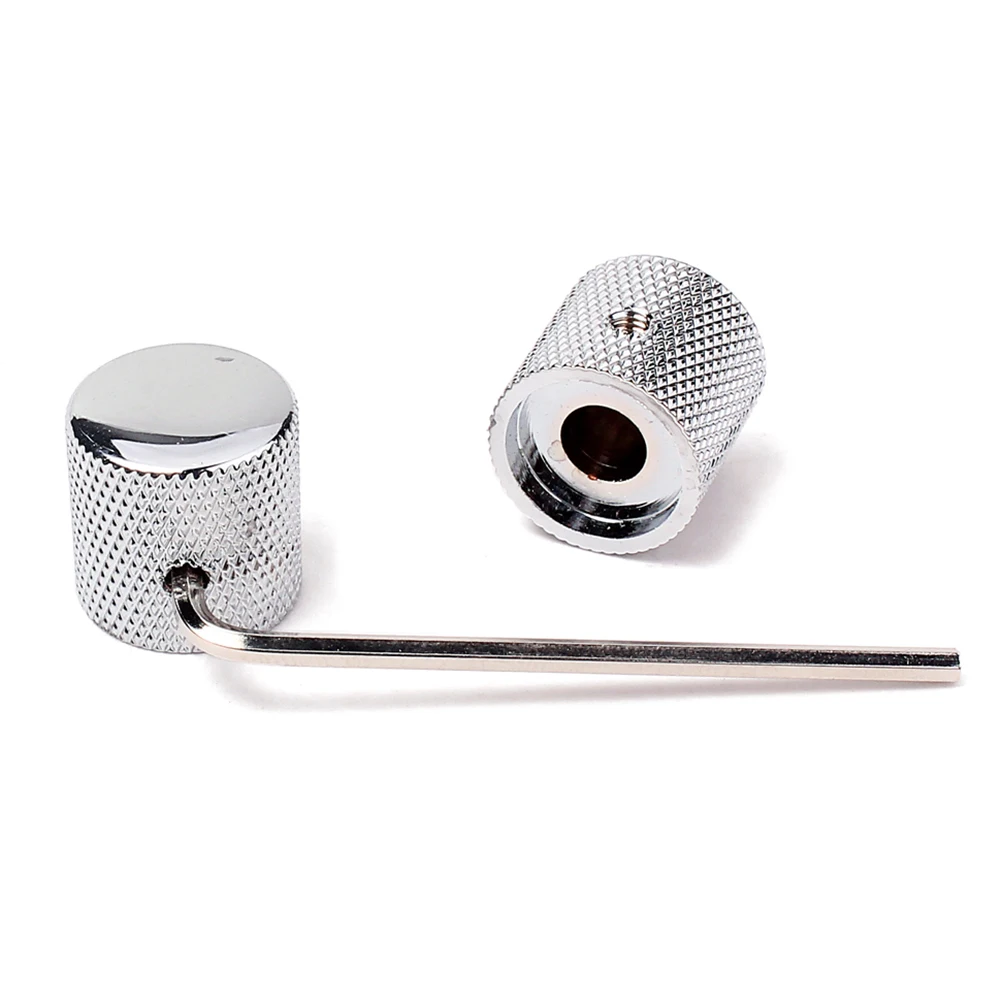 

3pcs 2T1V Electric Bass Guitar Volume Tone Control Knobs with Hole Dome Knobs with Wrench Guitar Parts Accessories GD105A (Silve