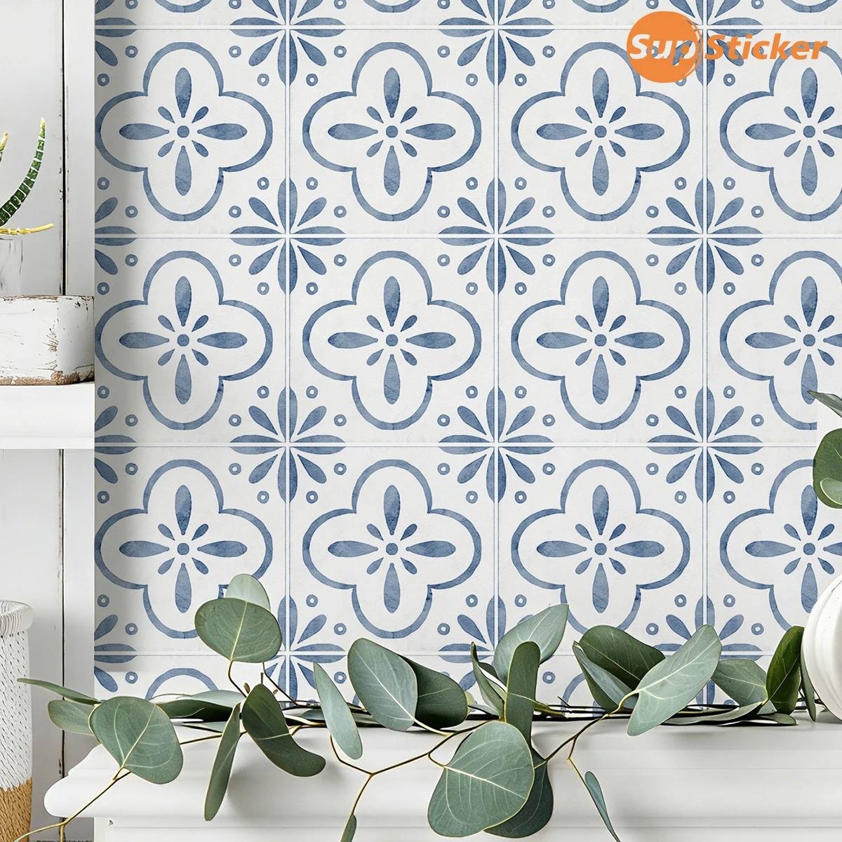 Waterproof Peel and Stick Tile Stickers, Removable Vinyl Floor Wall Decals for Kitchen Bathroom