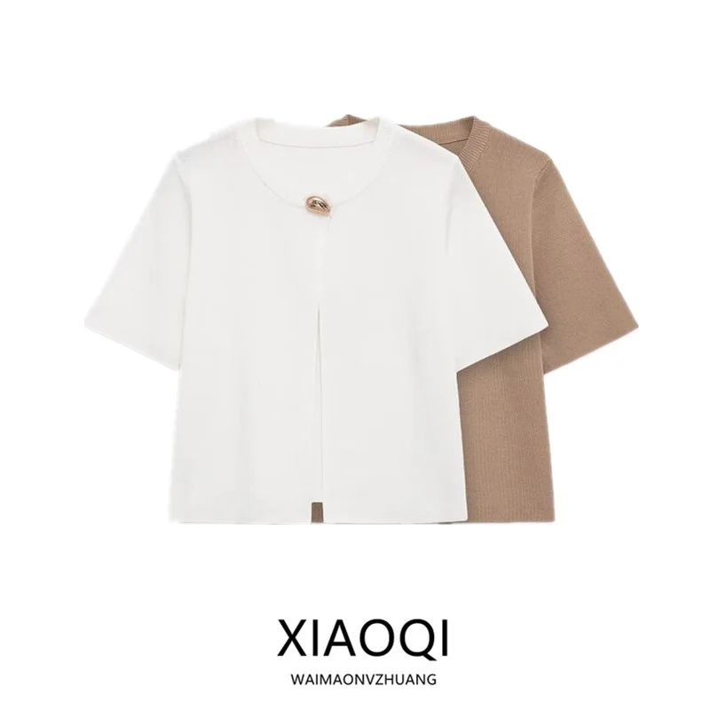 

Новинка лета 2022, женский круглый вязаный джет Ne ort Sve, универсальный простой открытый кардиган для девочек, верхняя одежда