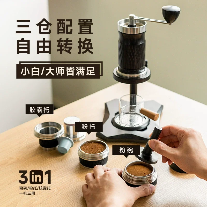 Hand-Cranked Espresso Machine Portable Manual Coffee Press for Travel and Outdoor Use