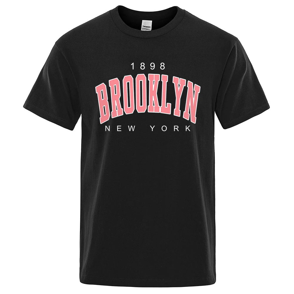 1898 abd şehir mektup, Brooklyn, New York Tshirt erkekler moda boy T-Shirt yaz % 100% pamuk Tee giyim gevşek rahat üstleri