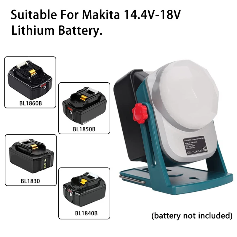 Imagem -02 - Led Lanterna Luz de Trabalho para Makita 18v Bateria de Lítio Bl1830 Bl1850 Portátil Lanterna Jobsite Luz Iluminação Emergência 1600lm
