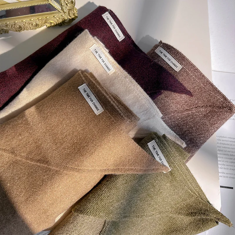 Estilo coreano inverno cachecol de lã quente para mulheres design listrado elástico malha cachecóis feminino bandana grosso lenço xale 2025